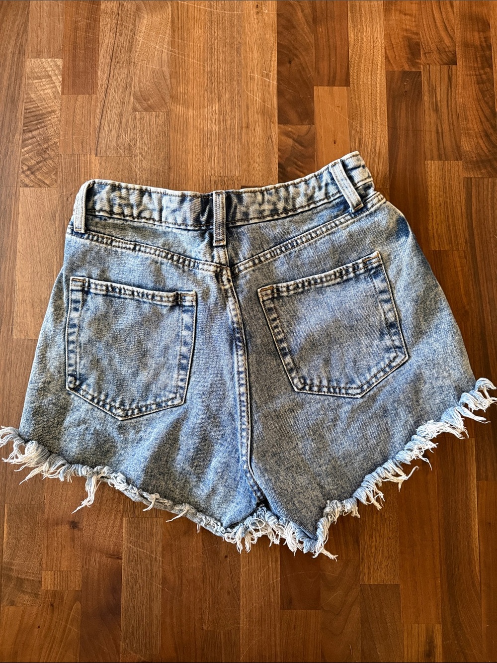 wild fable Light Blue Distressed High-Rise Denim Shorts - Picture 3 of 3
